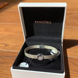 Pandora mesh bracelet with charm